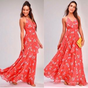 Lulu’s Floral Ruffled Formal/Casual Maxi Dress
